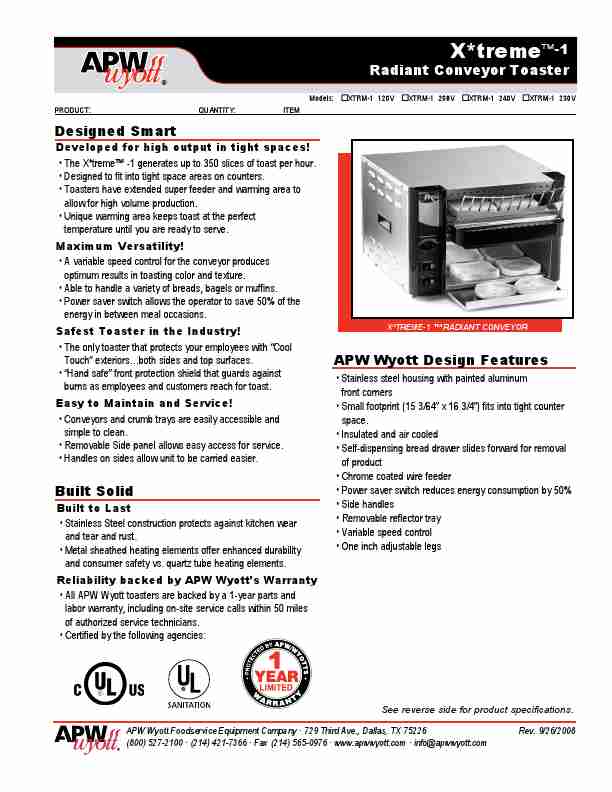 APW Wyott Toaster XTRM-1 230V-page_pdf
